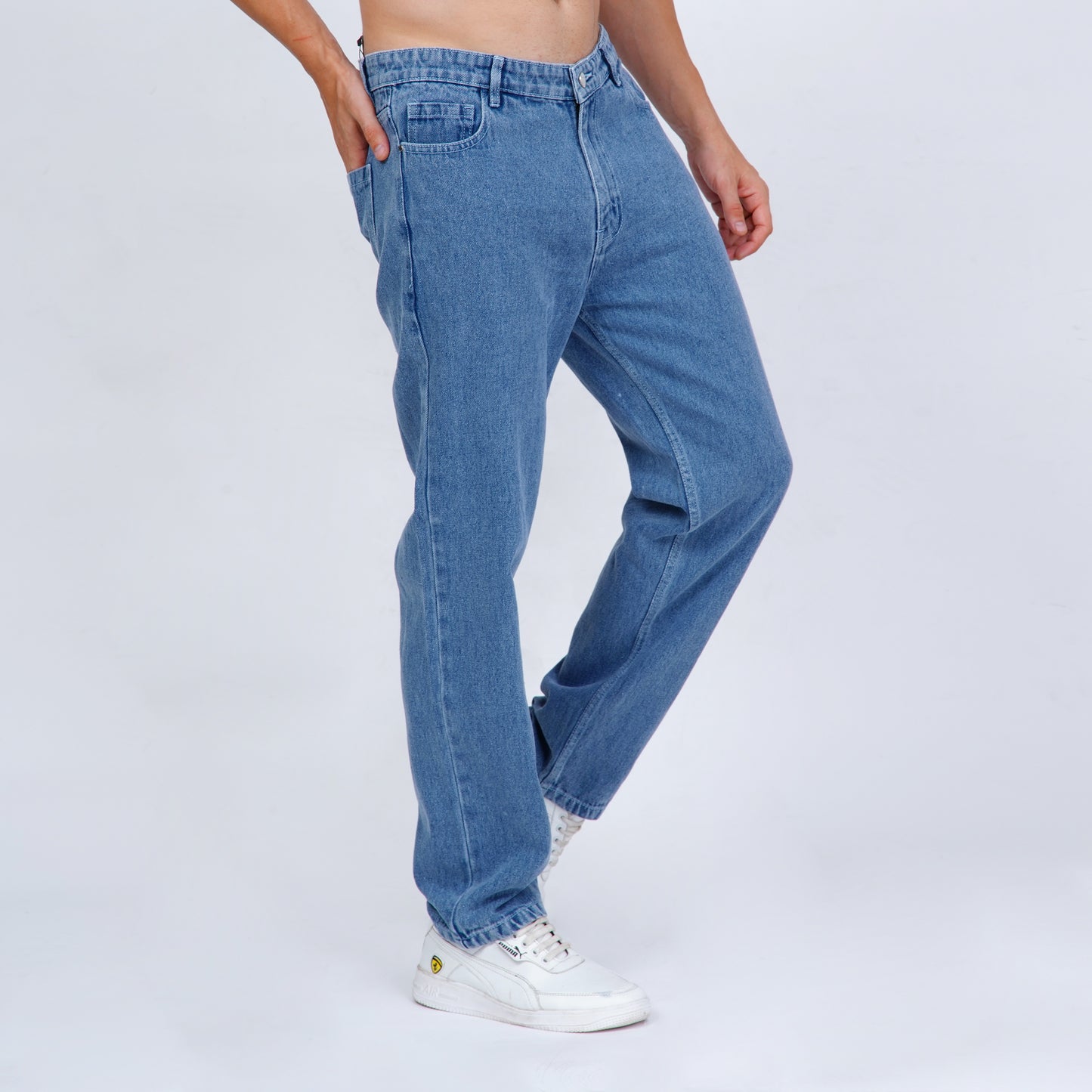 Ice Blue Baggy Denim Jeans